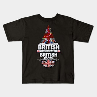 British Grown With British Roots - Gift for British With Roots From Great Britain Kids T-Shirt